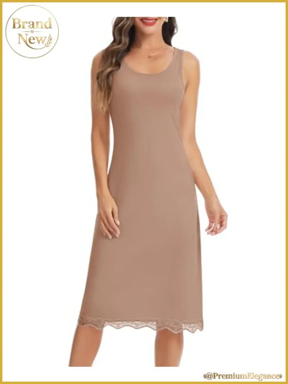 Women's Full Slip Dress with Lace Trim Modal Spandex S-3XL